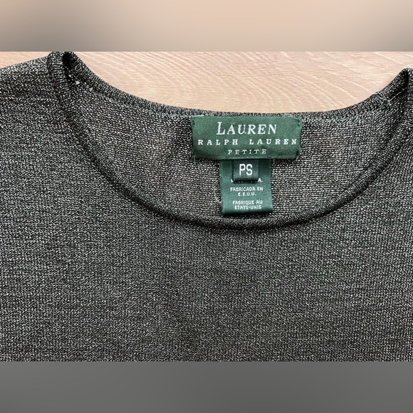 Ralph Lauren sheer long sleeve petite top metalic mesh - Picture 5 of 5